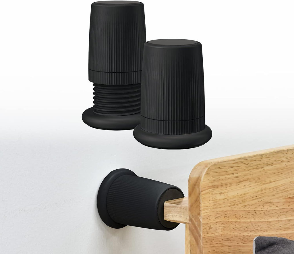 Stick on Headboard Stopper for Wall, Bed Frame Anti-Shake Tool-Black 2 Pcs