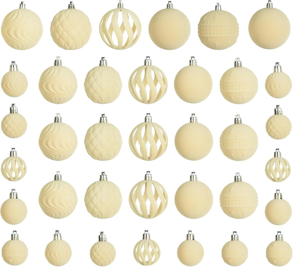 36PCS Velvet Ornaments for Christmas Tree,Flocked Christmas Ornaments Set