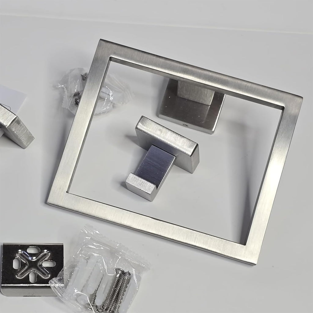 Gypie 16Inch Bathroom Accessory Set Wall Mounted, Brushed Nickel 5-Pieces