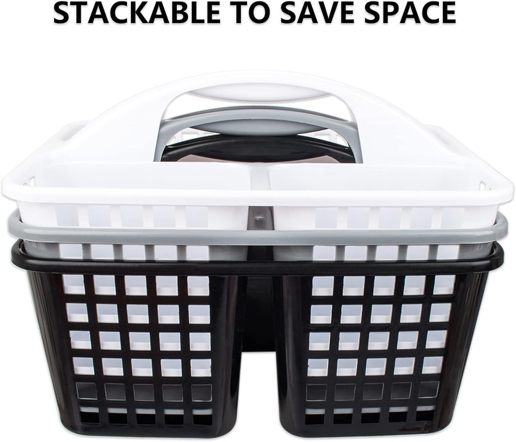 Portable Shower Caddy Basket Plastic Storage Basket with Compartments Grey