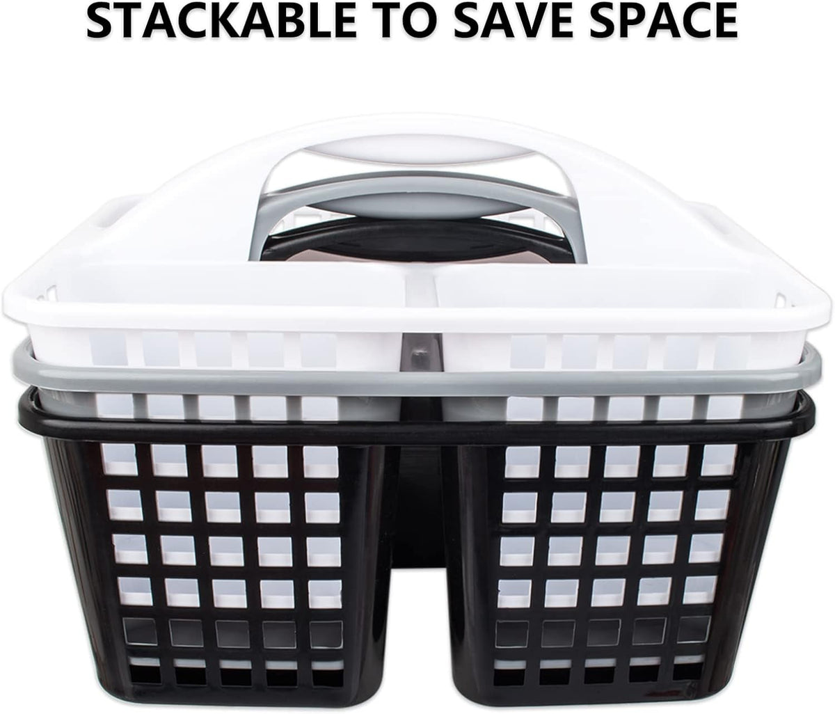 Portable Shower Caddy Basket Plastic Storage Basket with Compartments Black