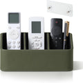 Hole-Free Wall-Mounted PU Leather Remote Control Holder, 3-Compartment Desktop Organizer, Perfect for Living Room, Bedroom, TV Side, Bathroom and More (Green)