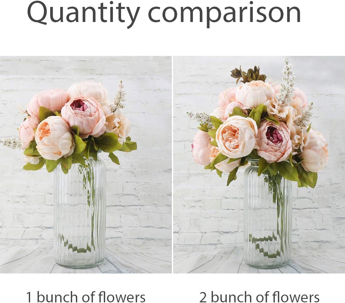 Silk Peony Bouquet Vintage Artificial Peonies Flower for Home Wedding Party Decor (1pcs, Light Pink)