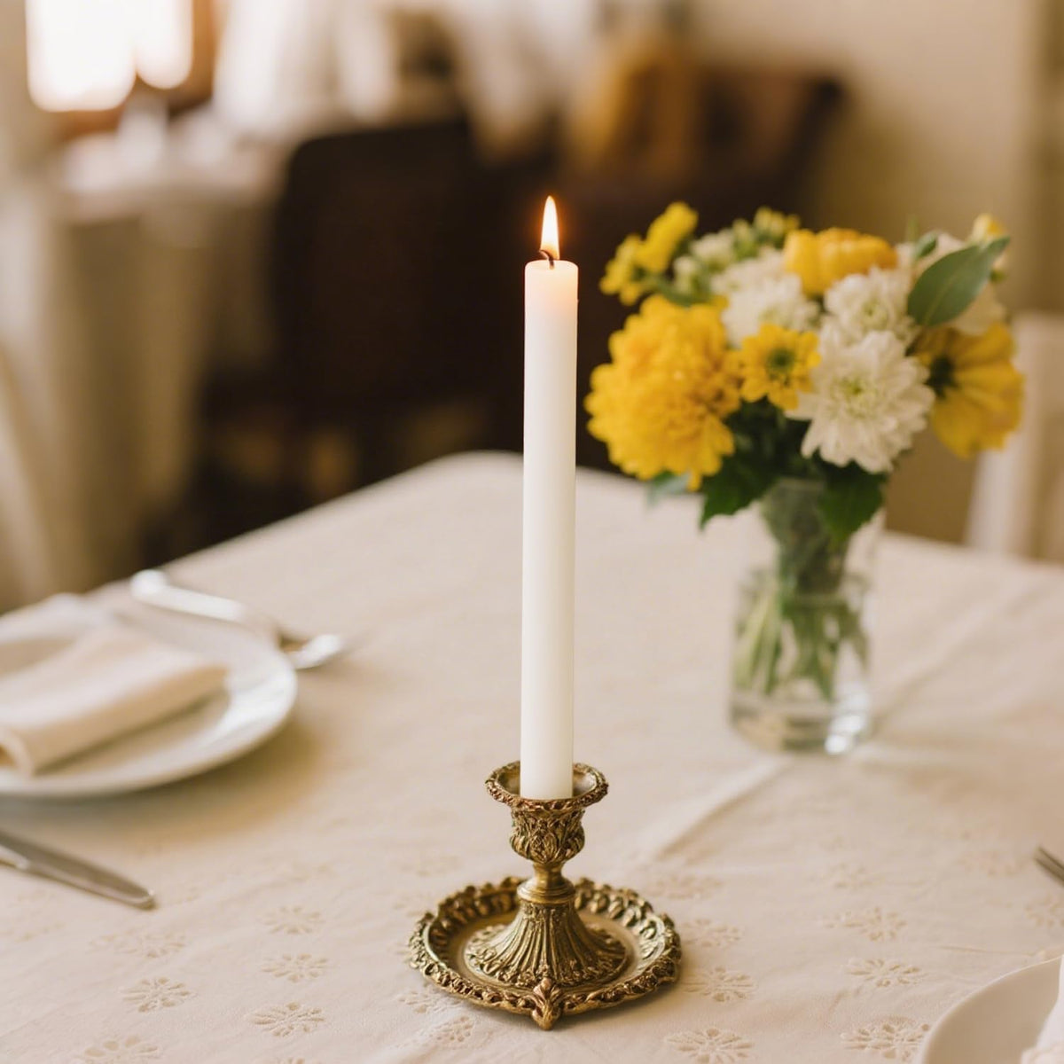 12 PCS White Taper Candles, 10 Inch Unscented Long Candles White, Low Heat Romantic Candlesticks for Couples, Wedding, Home, Dinner,