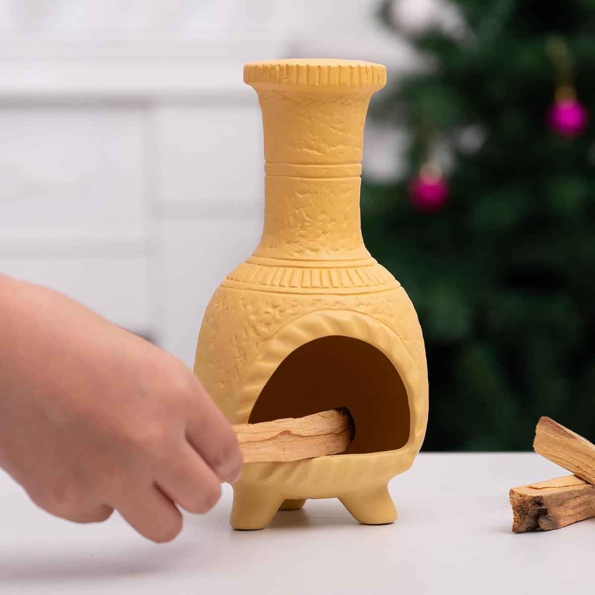 Ceramic Mini Chiminea Palo Santo Burner, Decorative Cone Incense Holder