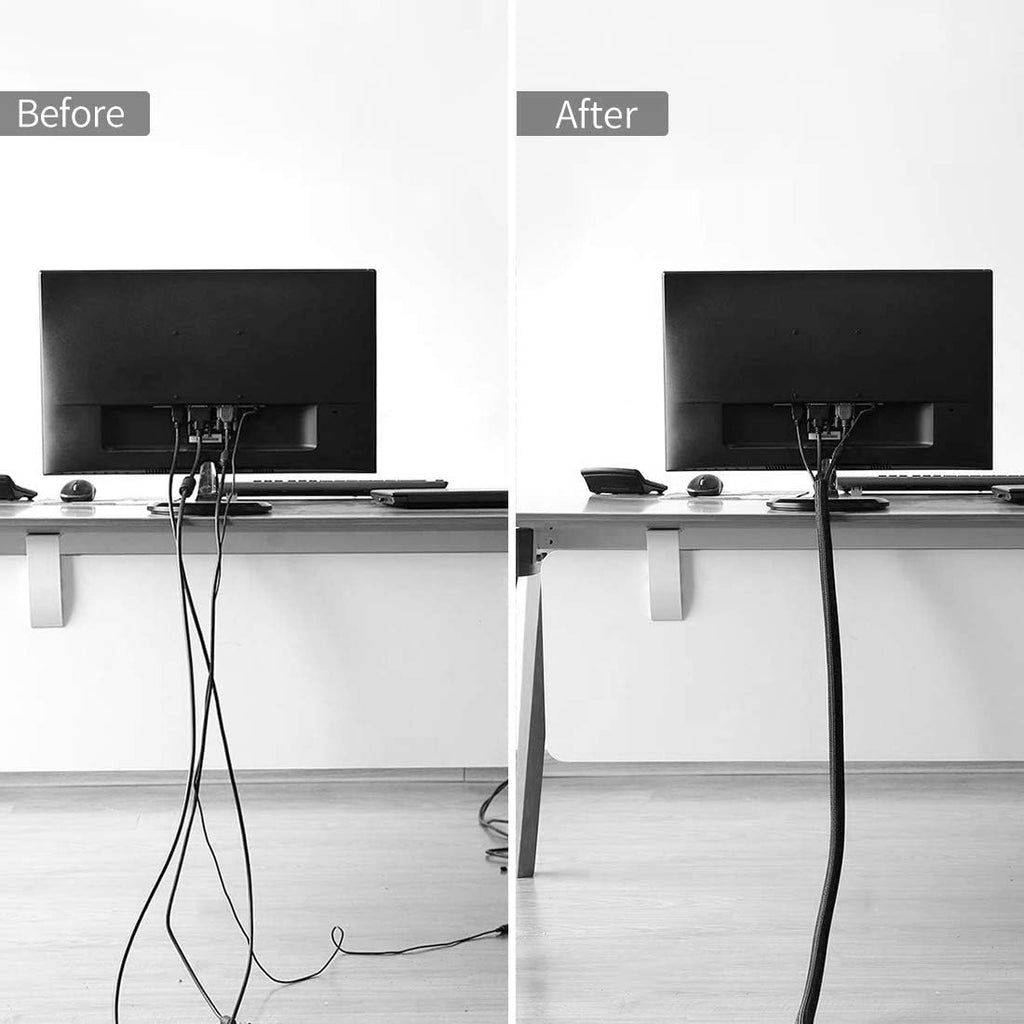 Cable Management Sleeve, Protect Cat from Chewing Cords Cord Protector Wire Loom Tubing Cable Sleeve Split Sleeving for TV/Computer/Home Entertainment Audio Video Cable USB Charger Cable