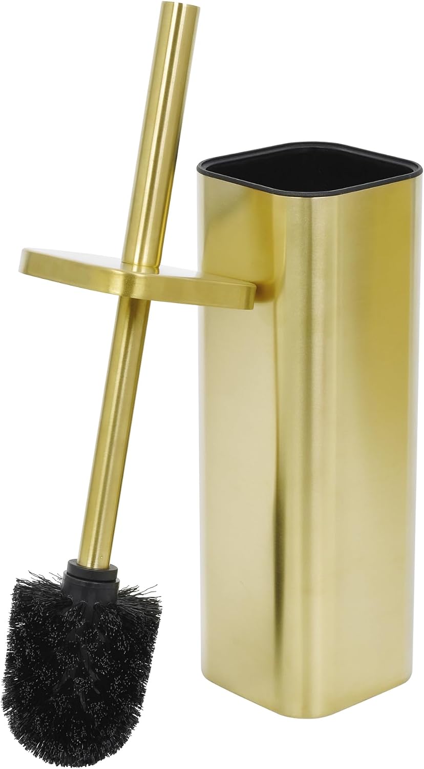 Gold Toilet Brush and Holder Set, Detachable Long Handle (Square)