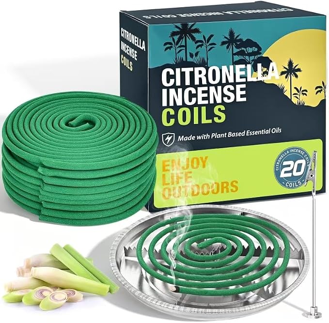 Citronella Incense Coil Outdoor – Citronella Coils for Patio, Backyard Garden & Camping(20 coils & Stands)