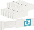 Vtopmart 16 Pack Drawer Dividers for Clothes, 4" High 11.3"-17" Adjustable Expandable Dresser Drawer Organizer, Plastic Drawers Separator for Dresser, Baby Clothes, Underwear, Kitchen & Office Storage