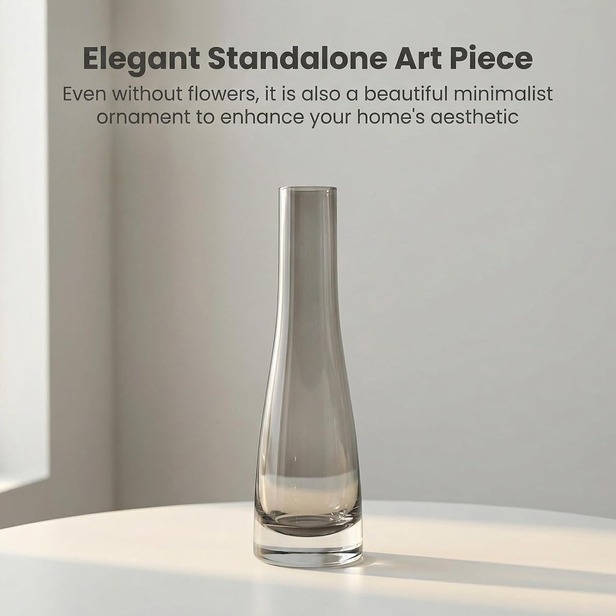 Erioctry Single Bud Vase, Hand-Made Blown Art, Clear Glass, Single Stem Vase, Home & Office Decor, Wedding Party Event