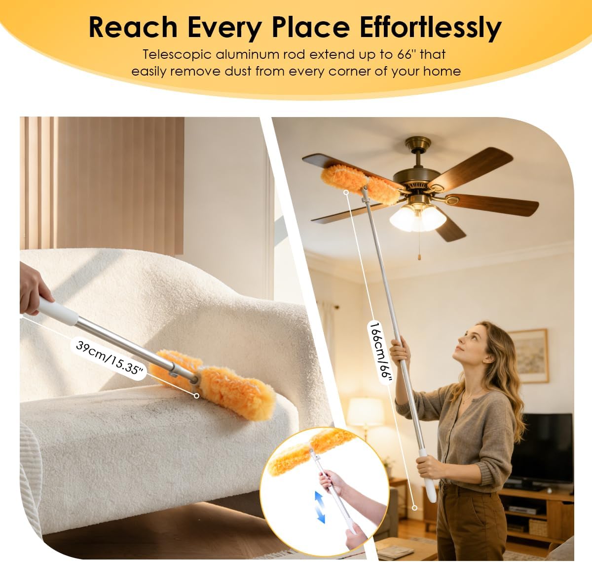 6ft Extendable Duster Kit 12 Refills for Swiffer Duster with Extension Pole