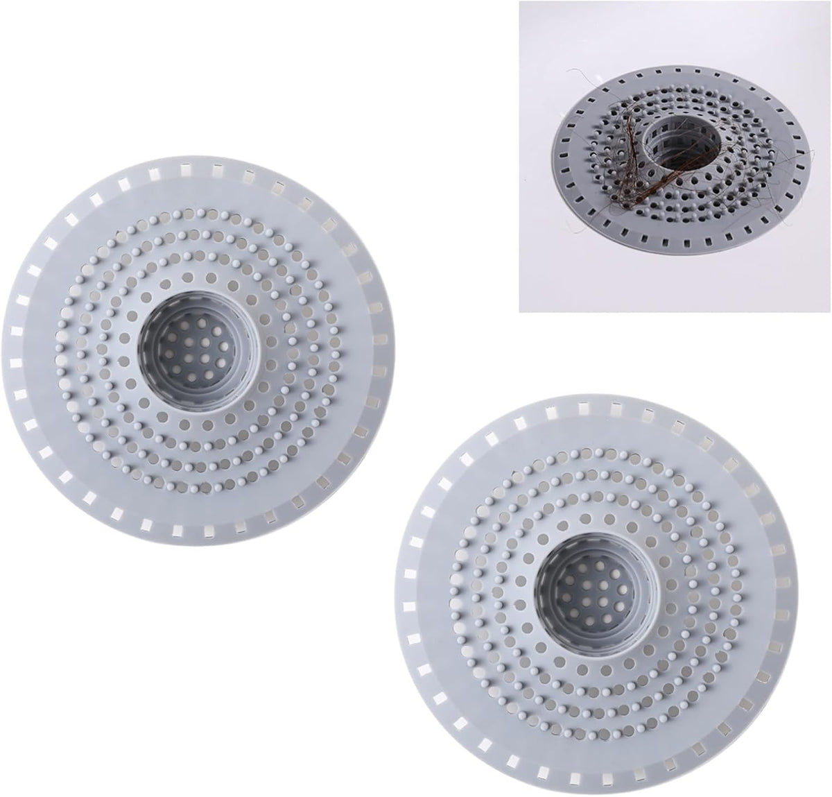 Grey Drain Hair Catcher Shower Drain Cover Hair Catcher Bathtub Drain Hair Catcher Silicone Tub Hair Catcher Drain Protector