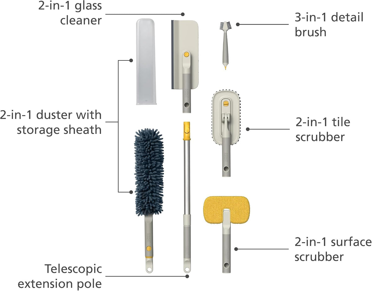 Joseph Joseph CleanTech 6-Piece Cleaning Set with Extension Handle