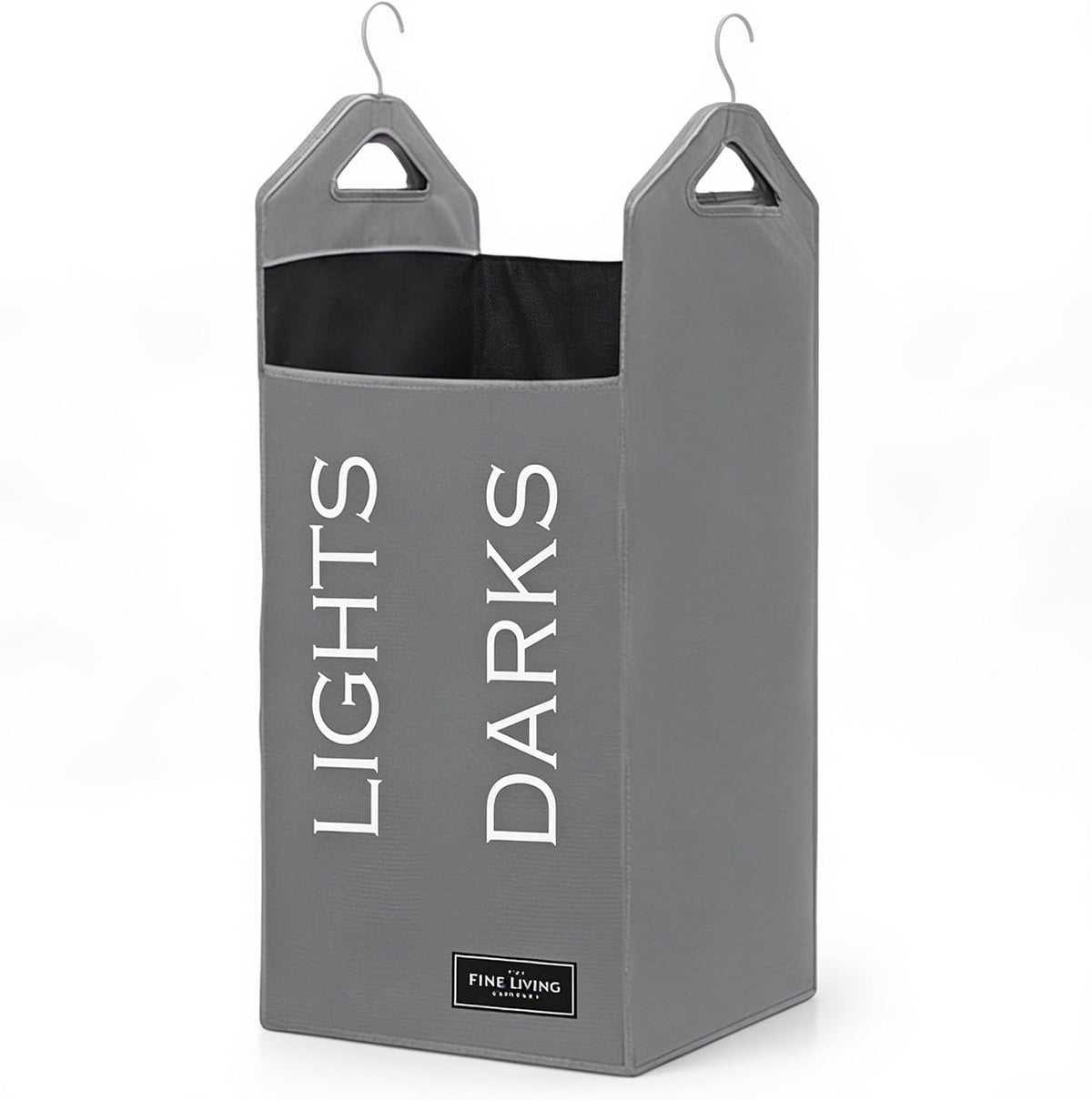 TFLC Hanging Laundry Hamper Bag With Hanger, Dual Compartment, Grey