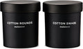 MaisoNovo Glass Bathroom Containers with Lids (Airtight) - Qtip Holder - Apothecary Jars for Cotton Rounds, Swabs, Balls, Pads - Black Q Tip Dispenser - 2 pcs Bathroom Canisters Set for Organization