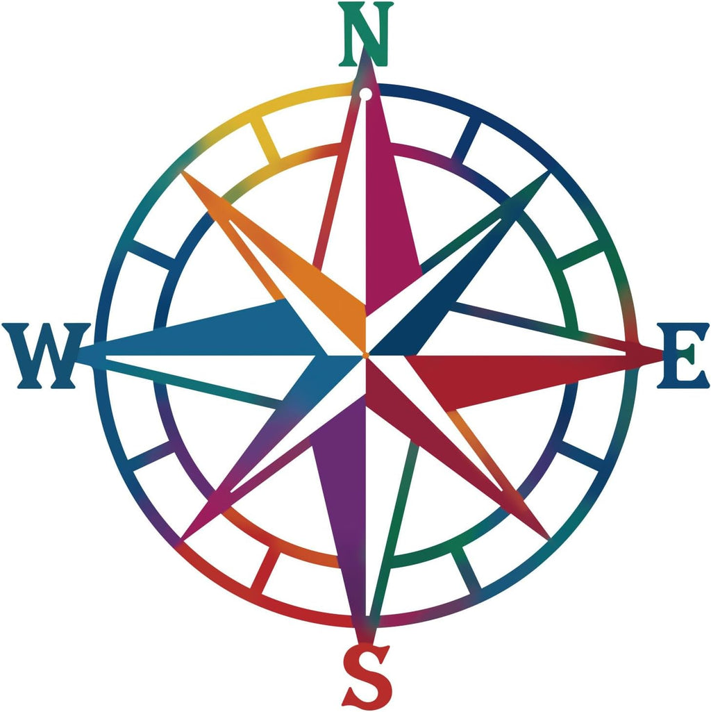 ESTART 11In Colorful Nautical Compass Metal Beach Theme Wall Hanging Decor