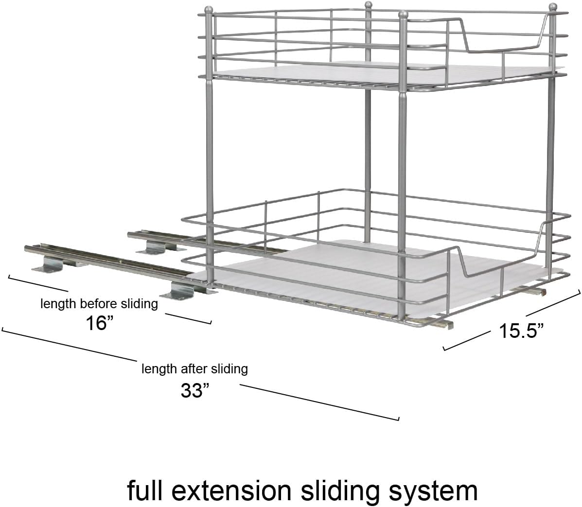 Household Essentials Brushed Steel & Plastic Two-Tier Pantry Organizer, Silver