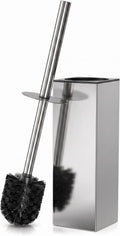 Silver Toilet Brush and Holder Set, Freestanding (Square Shape)