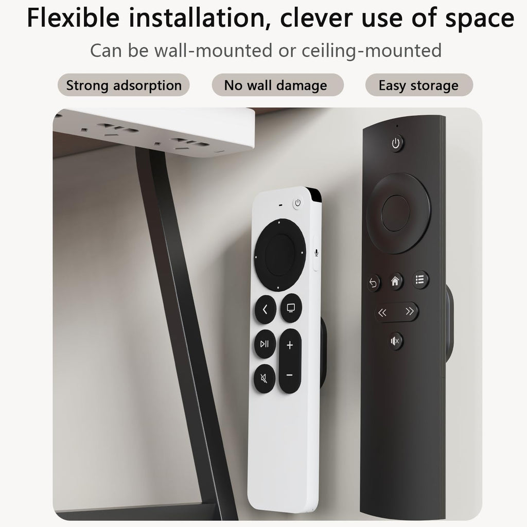 Magnetic Remote Control Holder Hole Free Mount, Upgraded Silicone Remote Control Organizer Strong Adhesive TV Remote Charger Holder Caddy Back of TV - 4 Pack Black