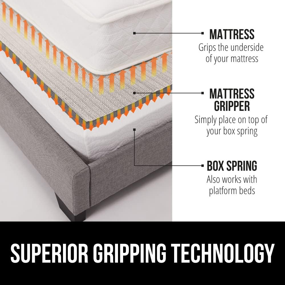 Gorilla Grip Original Mattress Slide Stopper and Gripper and Nonslip Bed Sheet Straps 4 Pack, Mattress Gripper Size Queen, Easy Trim, Sheet Straps in White, Easy Install, 2 Item Bundle