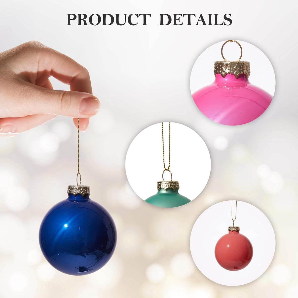 WDS WONDROUS Glass Christmas Ball Ornaments 12PCS 2.36" Colorful Decoration