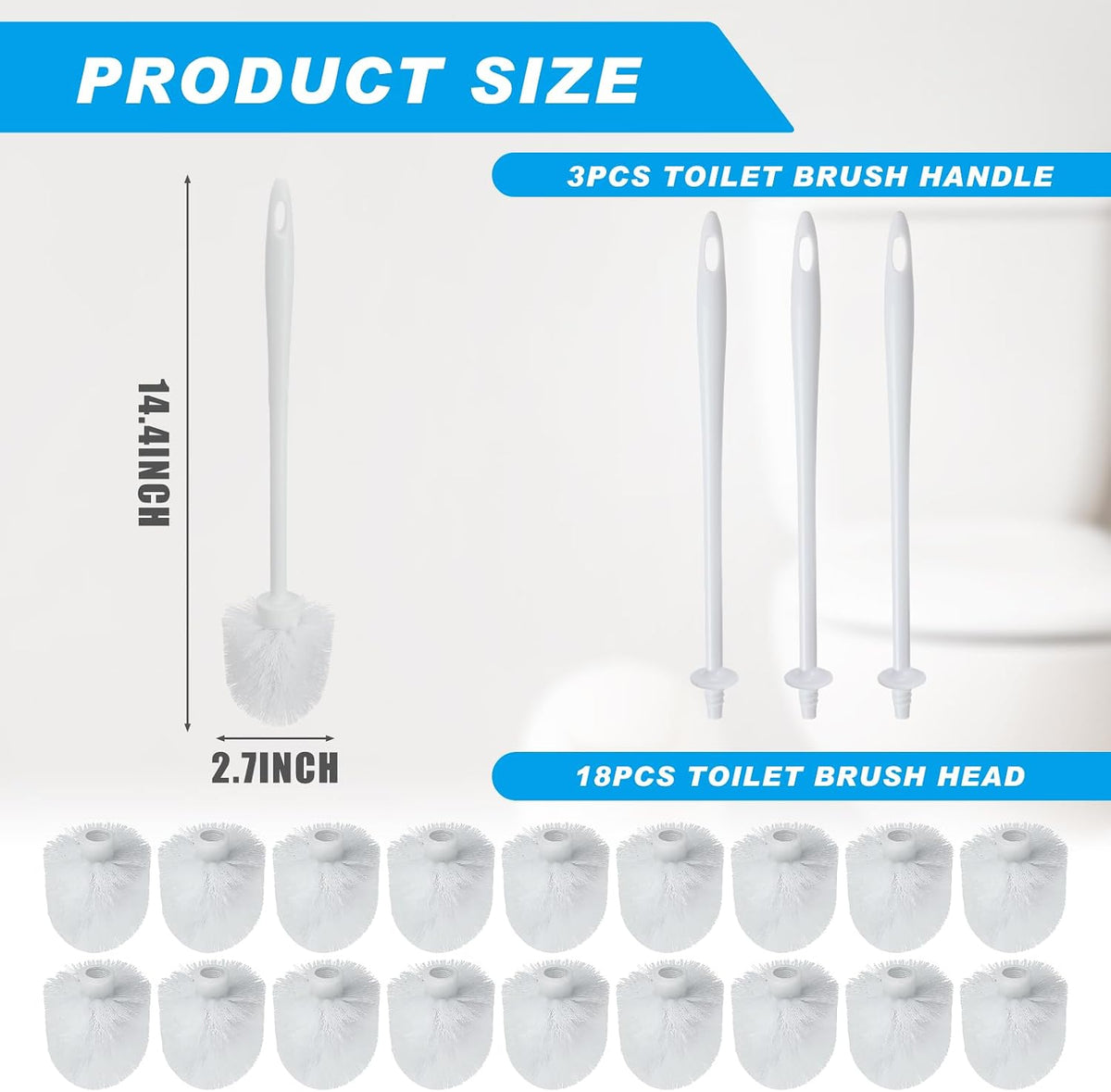 Tioncy 21 Pcs 14.2 Inch Toilet Brushes for Bathroom Bowl Scrubber