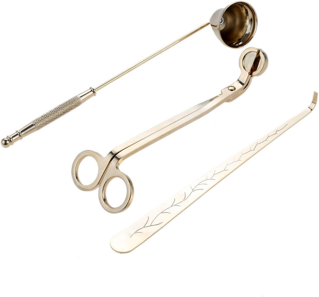 3 in 1 Candle Wick Trimmer Set, Snuffer, Dipper, Cutter, Gold