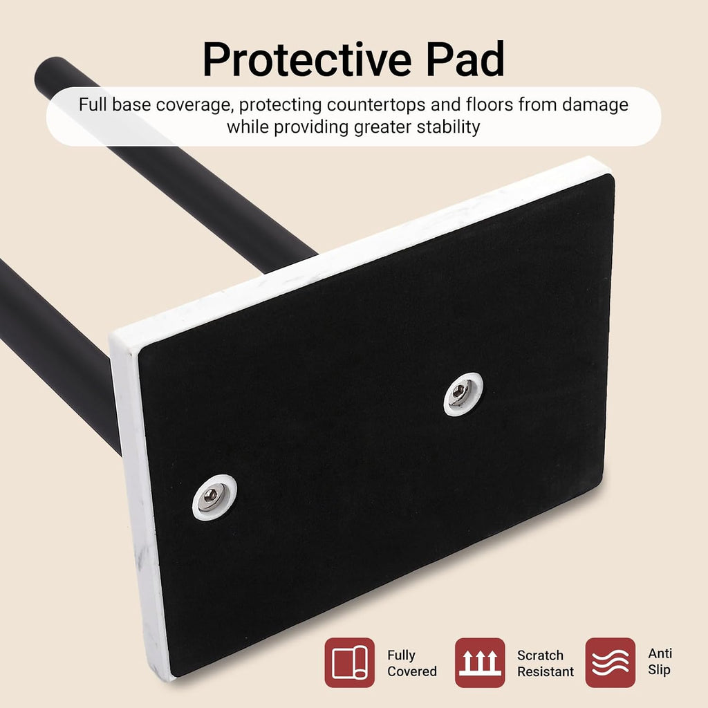 Hoooh Toilet Paper Holder Stand with Weighted Marble Base, Matte Black