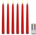 Red Flameless Taper Candles, Battery Operated Christmas Candles with Remote