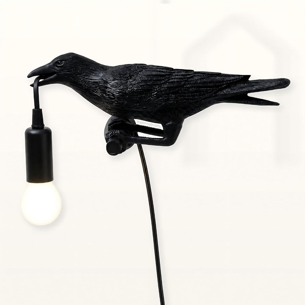OVANUS Crow Wall Lamp Gothic Decor, Raven Sconce with Dimmable E12 Bulb