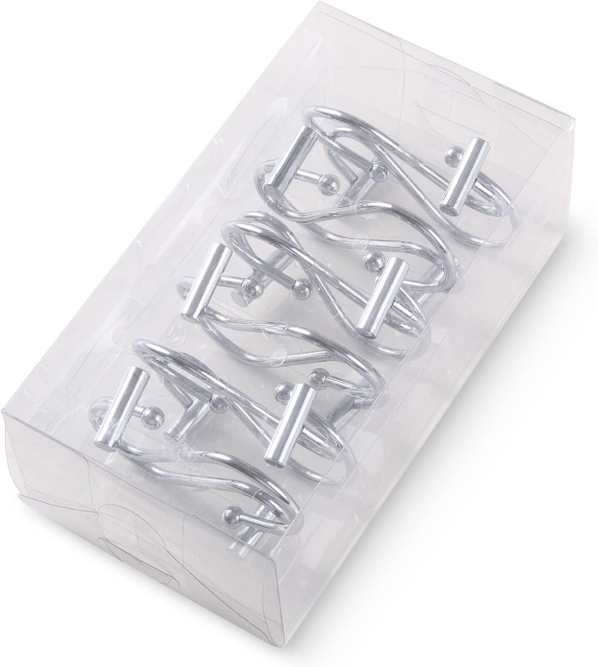 Silver Shower Curtain Hooks,Rust Proof Shower Curtain Rings for Bathroom,Chrome T-Bar Metal Decorative Shower Curtain Hooks Hangers for Shower Curtain Rod,Set of 12