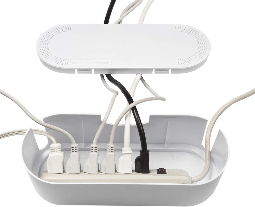 D-Line Cable Management Box (Small) & Cord Spiral Wrap (8.2ft Length) - White