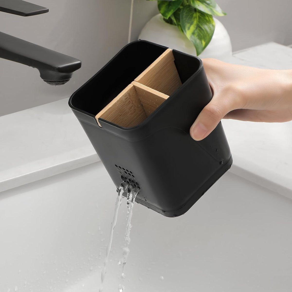 Electric Toothbrush Holder Tooth Brush and Toothpaste Organizer, Black (Pack of 2)
