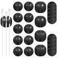 16Pack Black Desk Cable Management, Adjustable Cord Organizer Clips