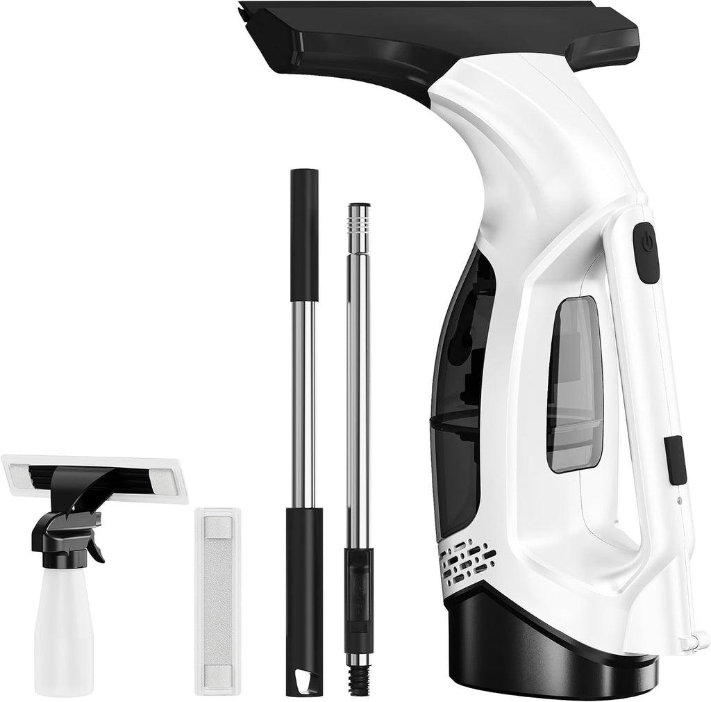 Window Vacuum Squeegee with Extendable Pole 31-40", Electric Cleaner Tool