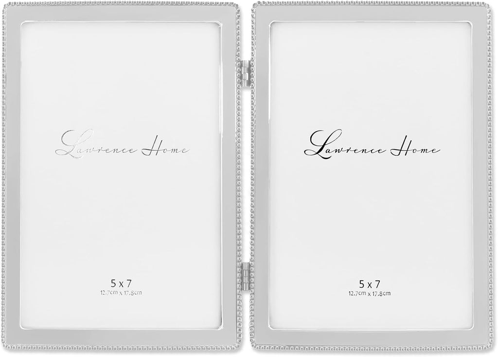 Lawrence Frames Metal Frame, Caviar Bead, Silver, 5x7 Double