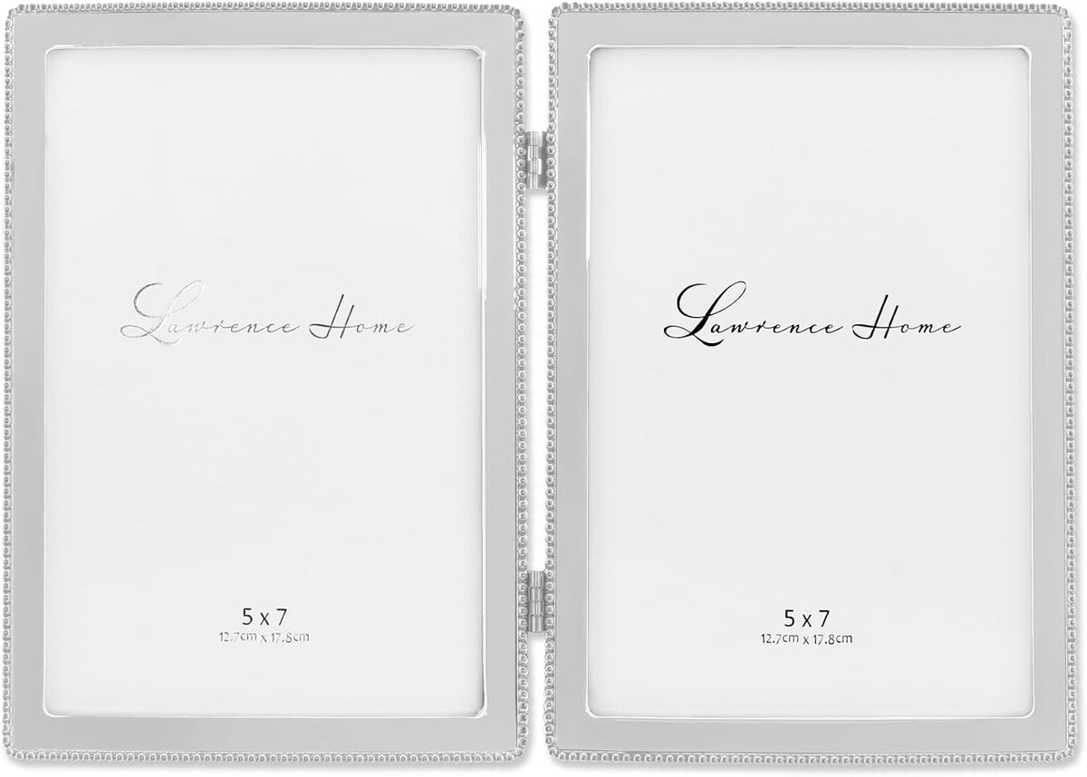 Lawrence Frames Metal Frame, Caviar Bead, Silver, 5x7 Double