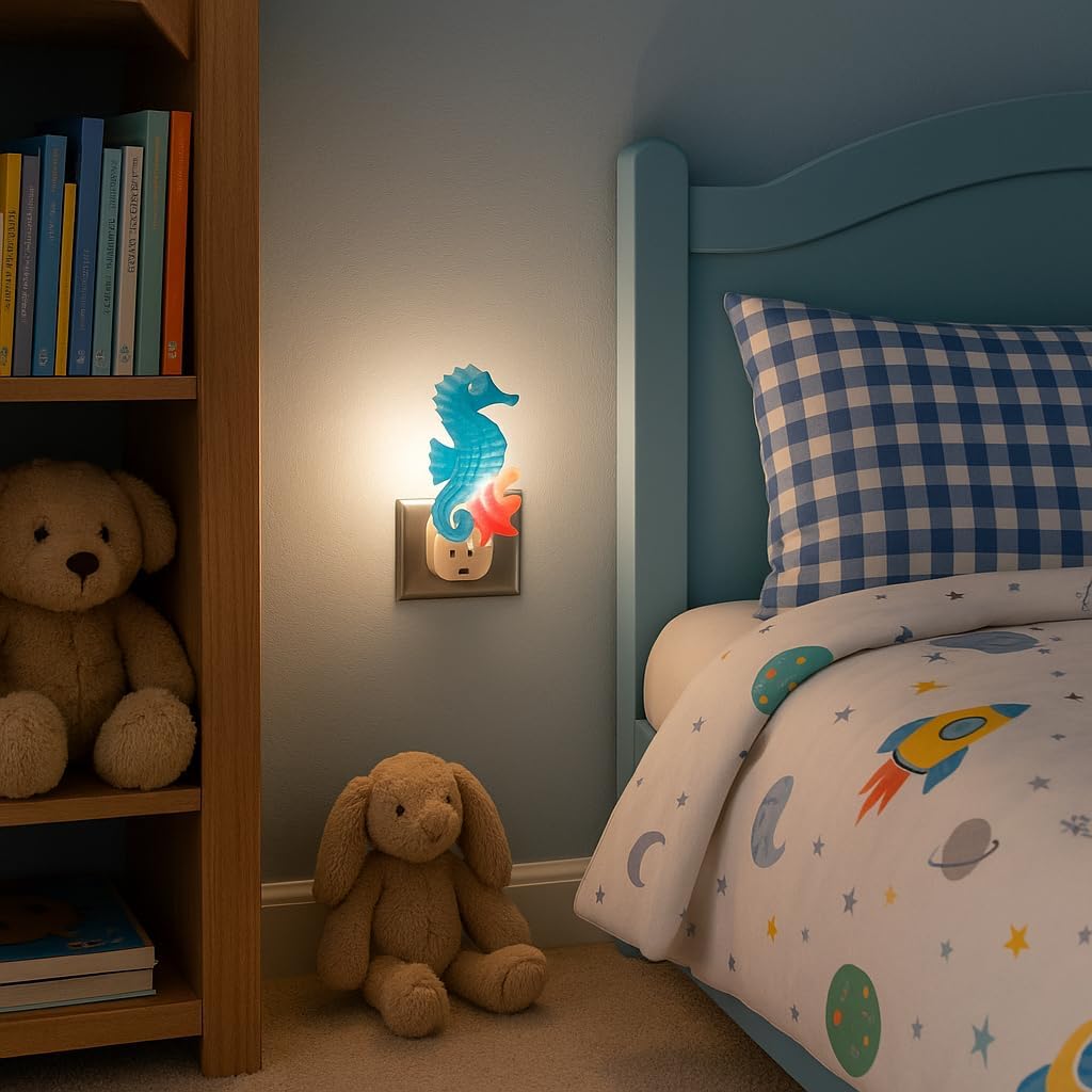 Novelty Lights Seahorse & Starfish LED Night Light with Swivel Plug