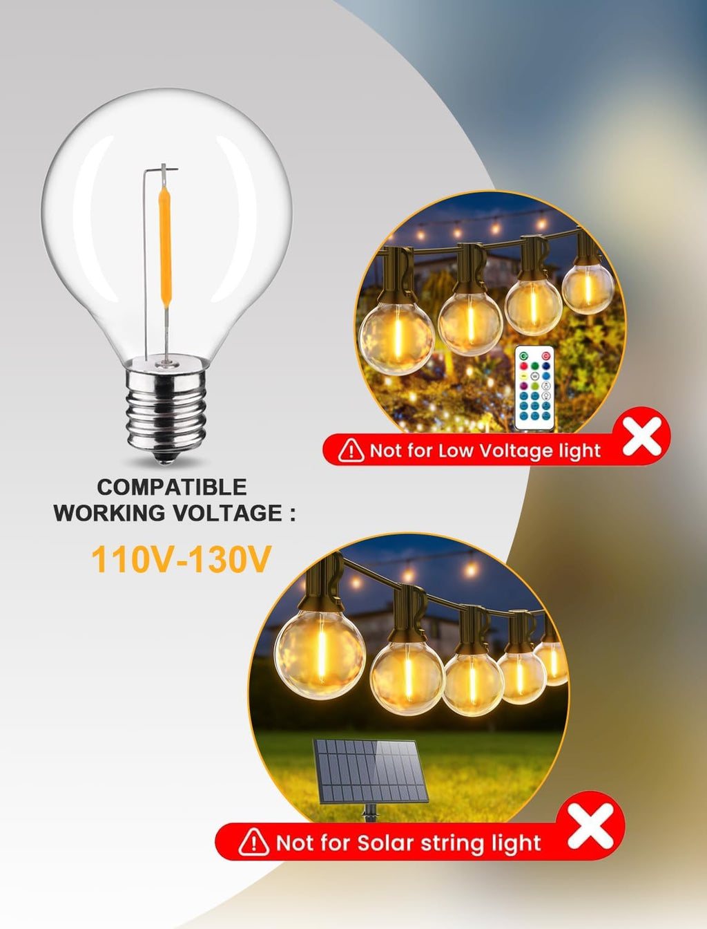 KGC G40 LED String Light Bulbs, 0.6 W Equvanlent to 7 W Incandescant Bulb