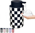 Foaming Soap Dispenser, Foam Hand Soap Dispenser for Bathroom Countertop, Modern Black and White Foamy Hand Soap Refills Bottle for Kitchen,Bathroom-Checkered Bathroom Decor