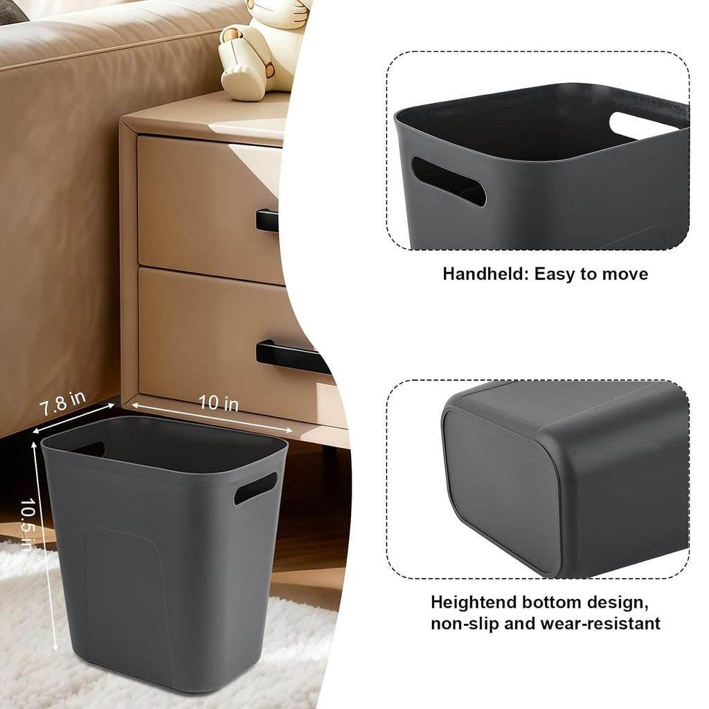 Small Bathroom Trash Can with Bags Garbage Can, Black+White+Dark Grey