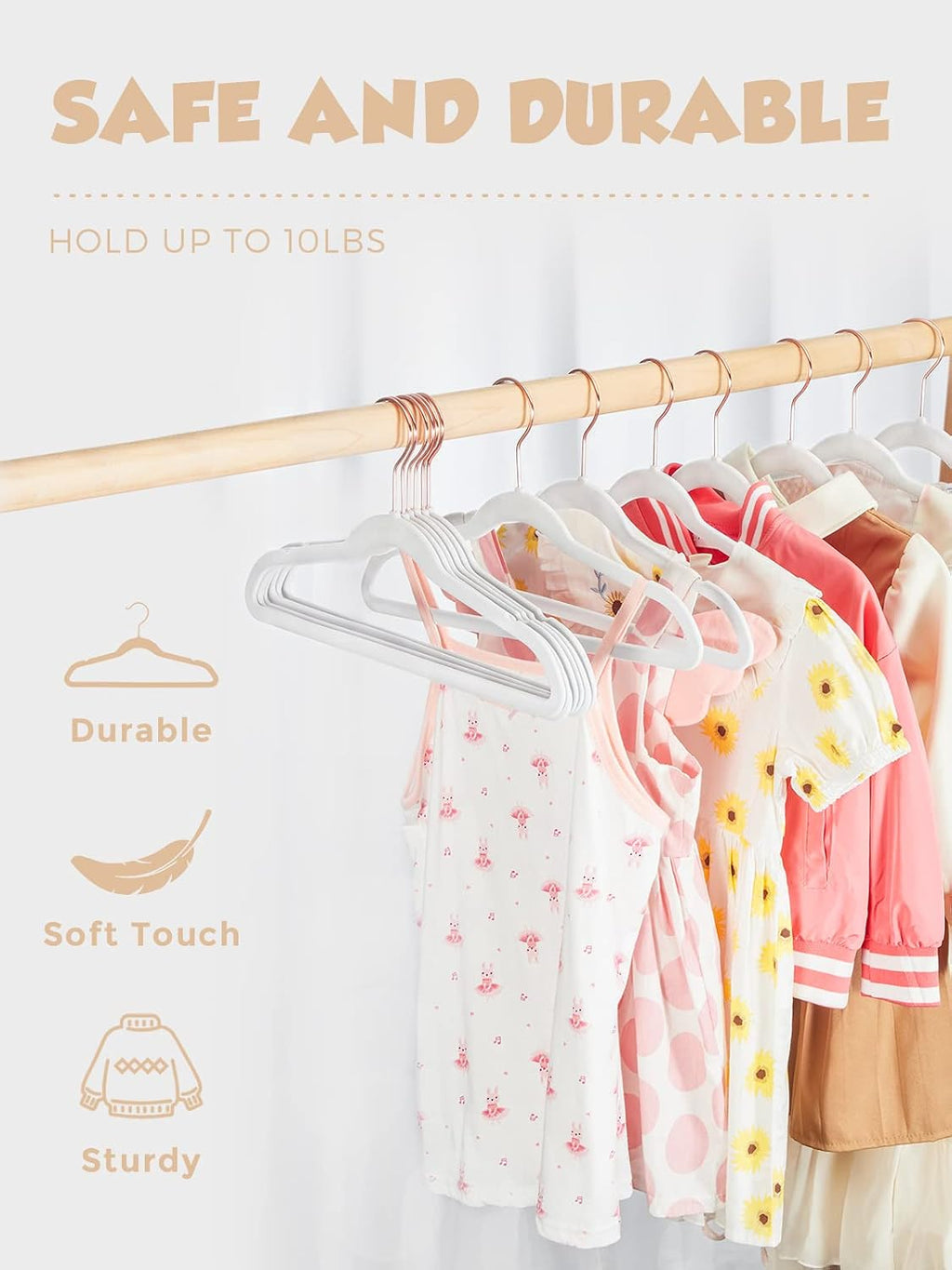 Smartor Kids Velvet Hangers 100 Pack, 14 Inch Non Slip Felt Hangers, White