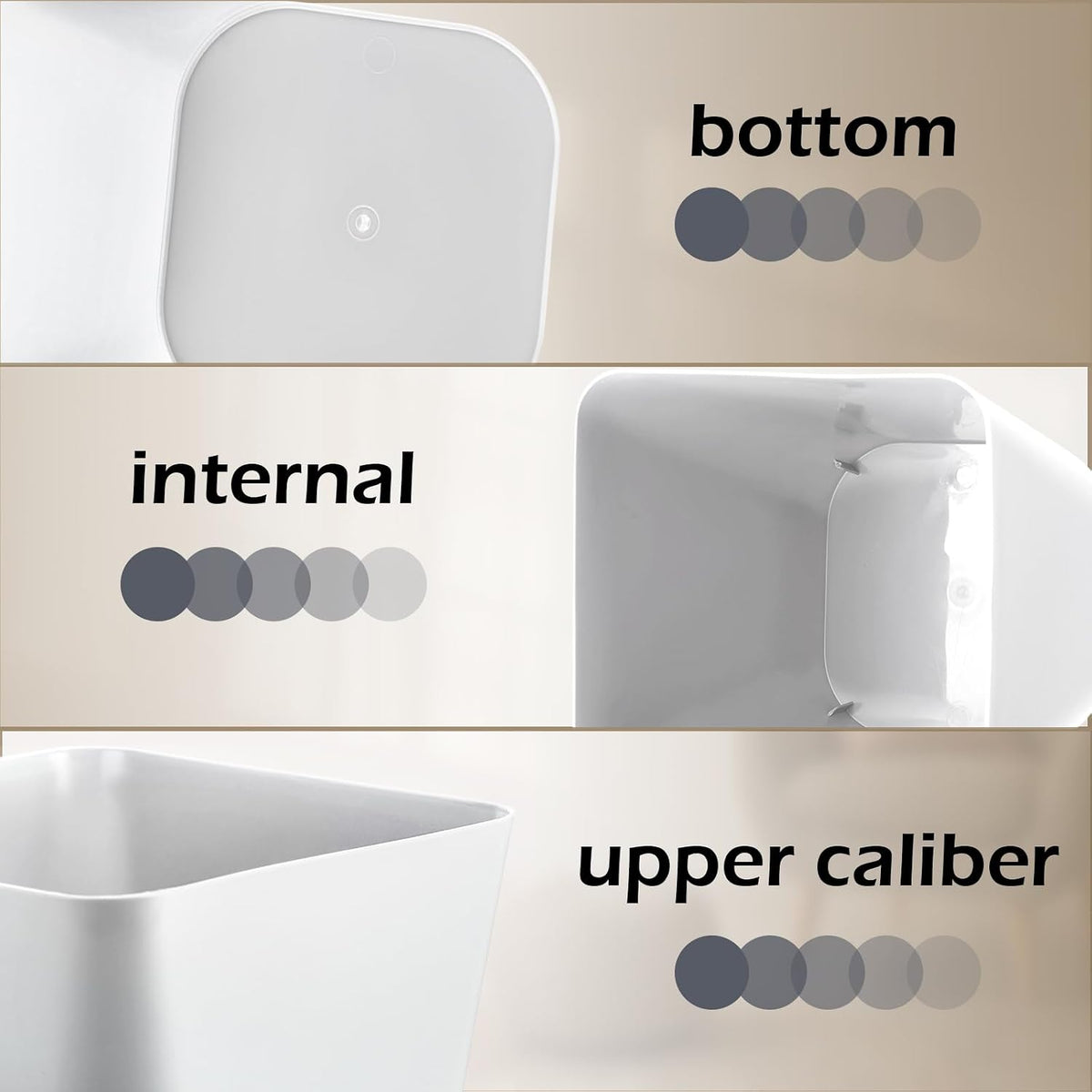 Hoolerry 9 Pieces Garbage Can 2 Gallon Small Trash Cans Bulk Bathroom Trash Bin Plastic Wastebasket Square for Bedroom Slim Bathroom Trashcan Small Container for Kitchen Office Home Rooms(White,Grey)