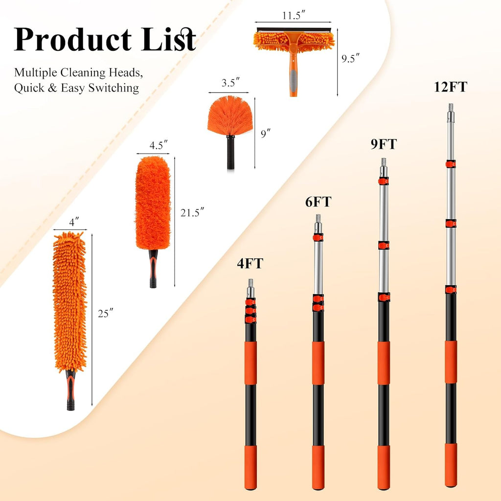20ft High Ceiling Duster Kit with Heavy-Duty Extension Pole