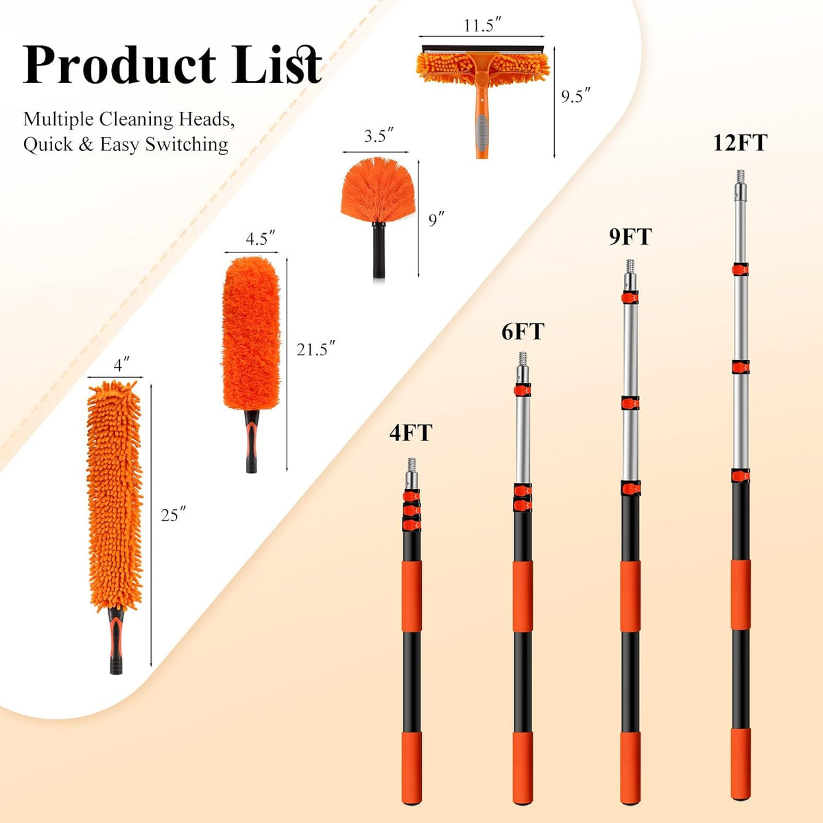 20ft High Ceiling Duster Kit with Heavy-Duty Extension Pole