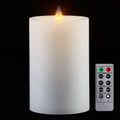Flameless Pillar Candles Flickering with Remote Timer, Battery Operated LED Candles Up to 400 Hours, 3D Moving Flame Real Wax Candles, D4 x H6, Remote Included (White, 4inx6in)