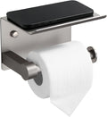 BGL Wall Mounted Toilet Paper Holder with Shelf, Brushed Nickel Bathroom Tissue Holder – Rust-Resistant Toilet Roll Holder for Bathroom Storage