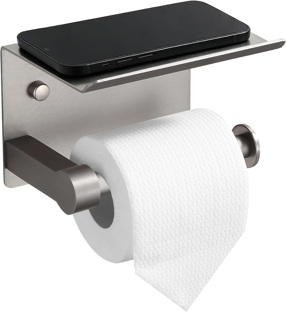 BGL Wall Mounted Toilet Paper Holder with Shelf, Brushed Nickel Bathroom Tissue Holder – Rust-Resistant Toilet Roll Holder for Bathroom Storage