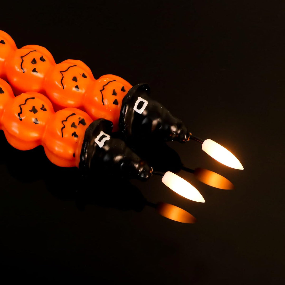 Halloween Pumpkins Flameless Taper Candles with 6H Timer