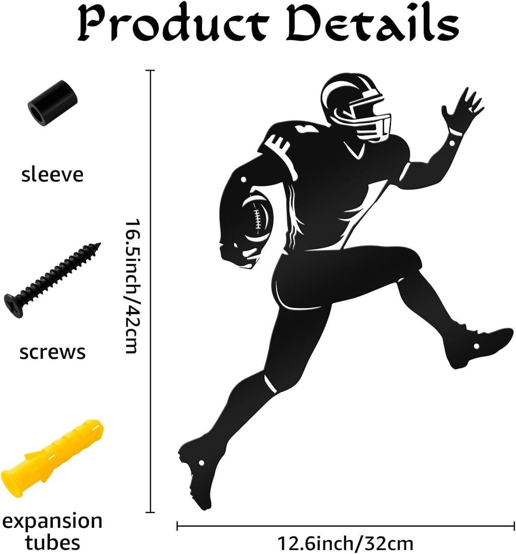 Paquesta Football Wall Decor, Metal Football Sign for Boys Room, Football Decorations for Locker Football Wall Art